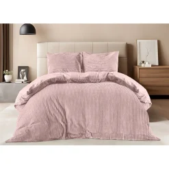 Eleganzzz Dekbedovertrek Teddy Rib Fleece - light pink 200x200/220cm< Slapen