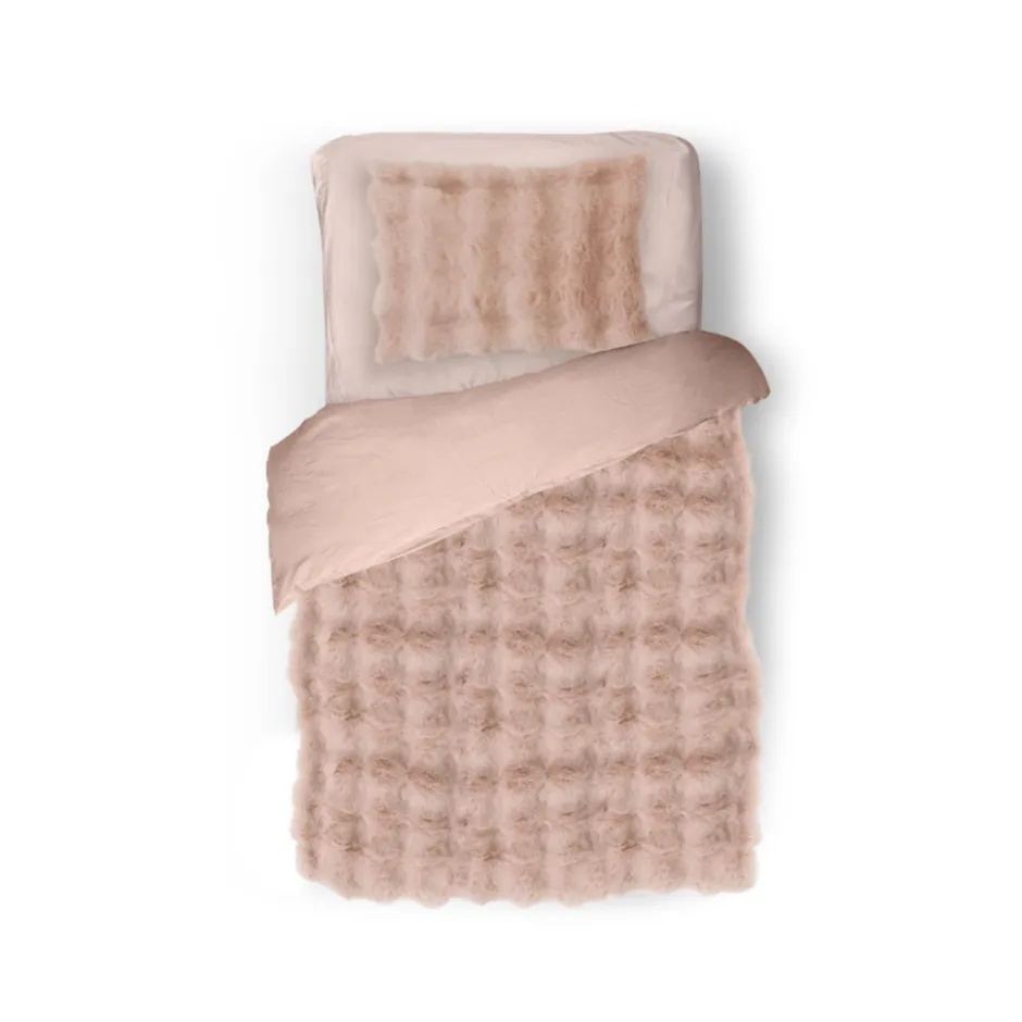 Eleganzzz Dekbedovertrek Bubble Pom Pom Rabbit Fur - pink 140x200/220cm| Best