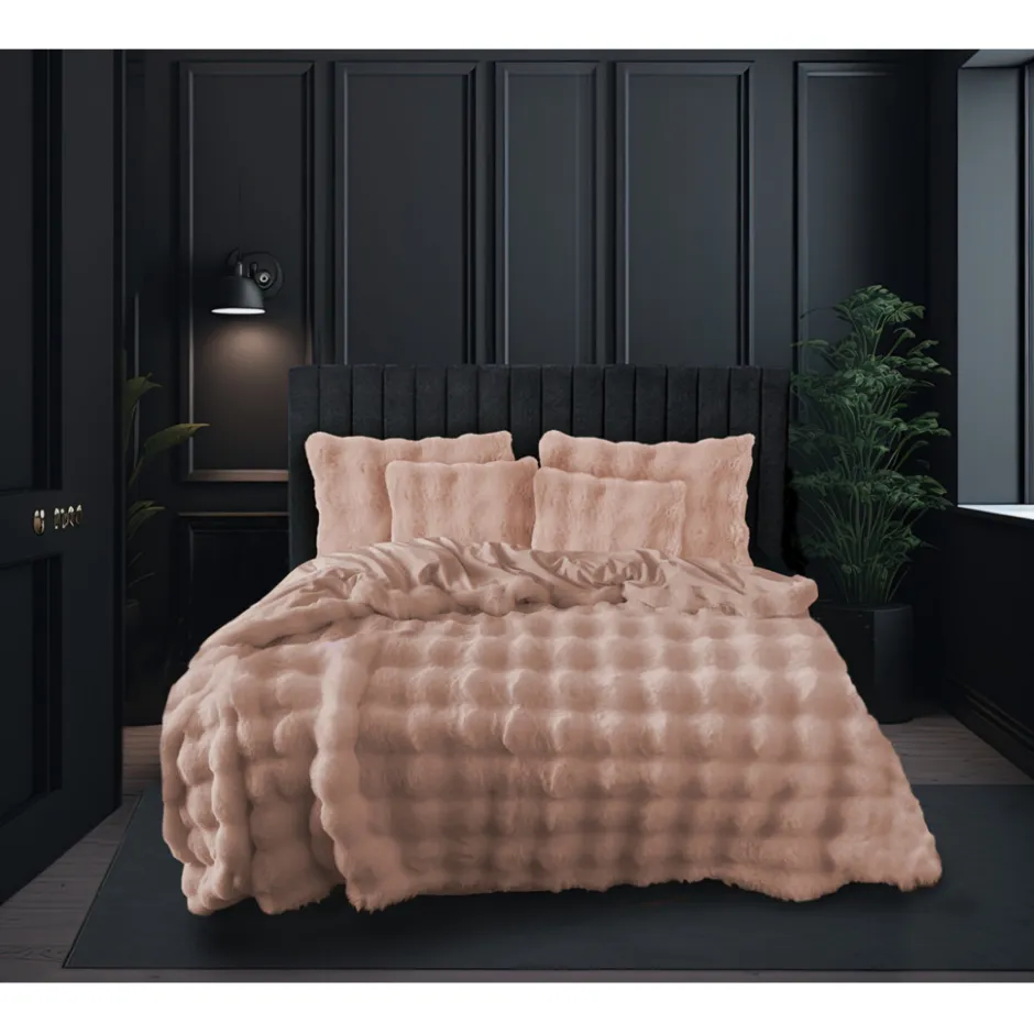 Eleganzzz Dekbedovertrek Bubble Pom Pom Rabbit Fur - pink 140x200/220cm| Best