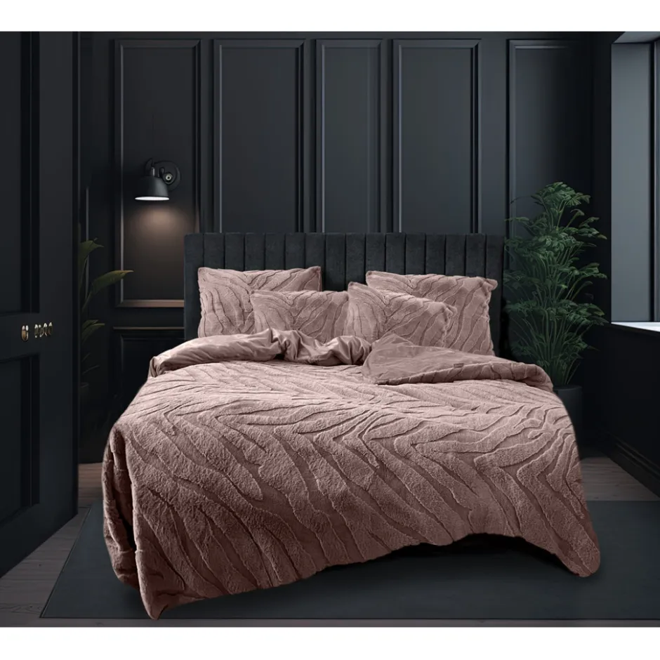 Eleganzzz Dekbedovertrek Jacquard Rabbit Fur - pink 240x200/220cm< Slapen
