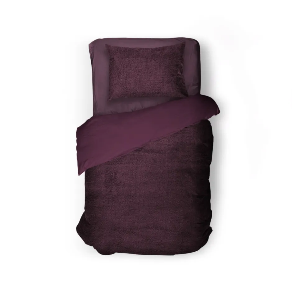 Eleganzzz Dekbedovertrek Teddy Pluche - bordeaux 140x200/220cm< Slapen