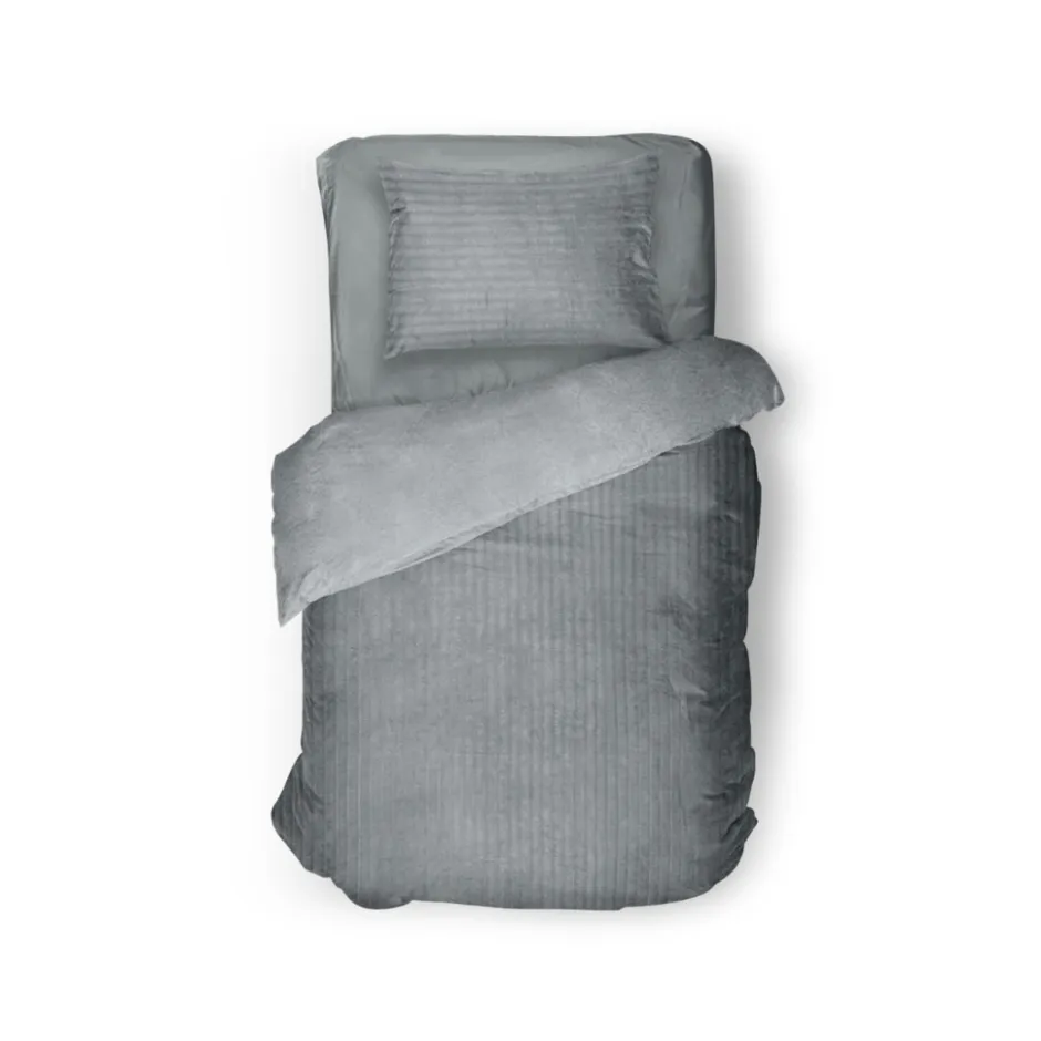 Eleganzzz Dekbedovertrek Teddy Rib Fleece - dark grey 140x200/220cm< Slapen