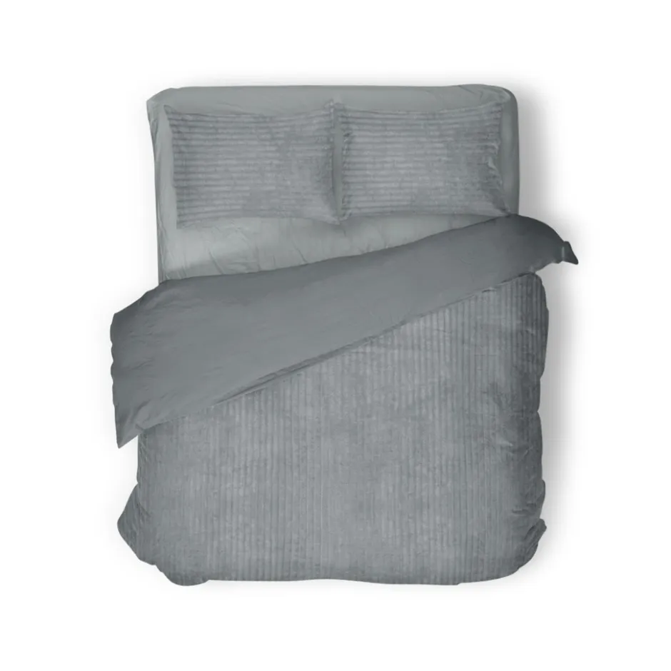 Eleganzzz Dekbedovertrek Teddy Rib Fleece - dark grey 200x200/220cm< Slapen