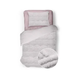 Eleganzzz Dekbedovertrek Jacquard Teddy Pluche - baby pink 140x200/220cm< Slapen