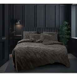 Eleganzzz Dekbedovertrek Jacquard Rabbit Fur - taupe grey 200x200/220cm| Discount