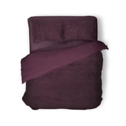 Eleganzzz Dekbedovertrek Teddy Pluche - bordeaux 240x200/220cm< Slapen