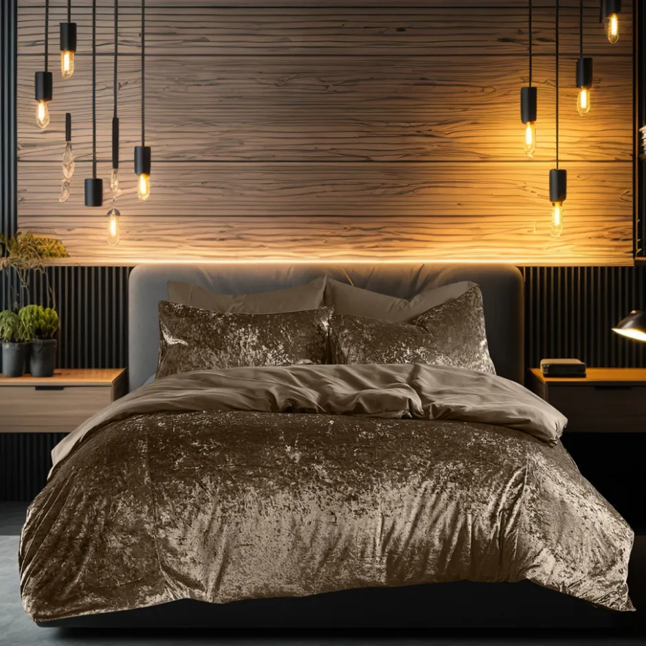 Eleganzzz Dekbedovertrek Crushed Velvet - gold 140x200/220cm| Outlet