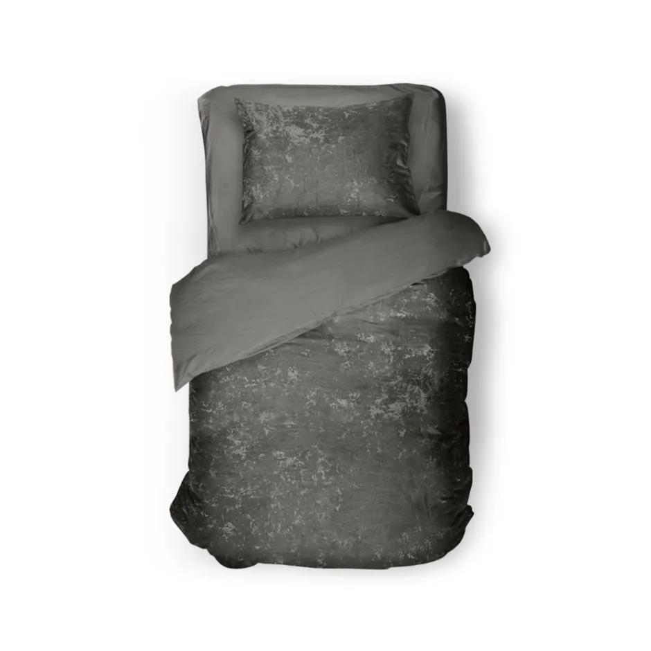 Eleganzzz Dekbedovertrek Crushed Velvet - dark grey 140x200/220cm< Slapen