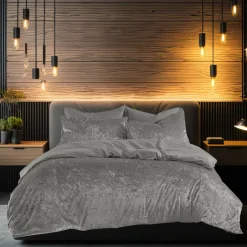 Eleganzzz Dekbedovertrek Crushed Velvet - dark grey 140x200/220cm< Slapen