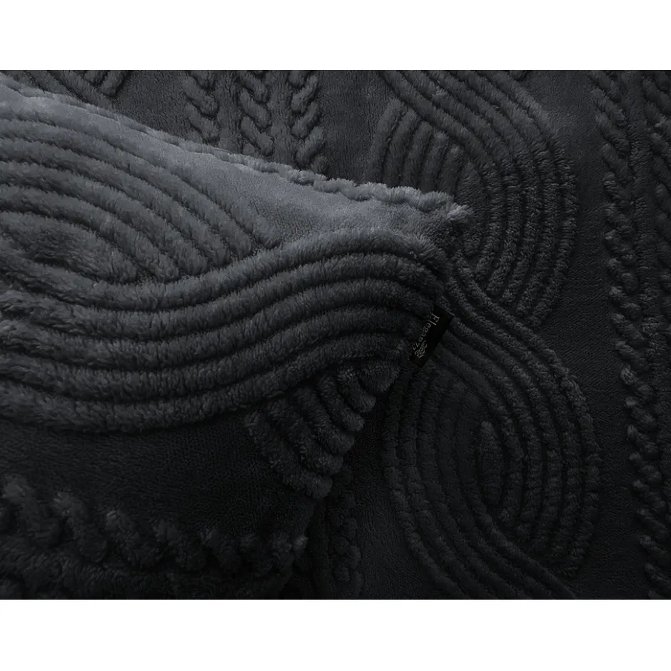 Eleganzzz Dekbedovertrek Jacquard Teddy Pluche - dark grey 140x200/220cm< Slapen