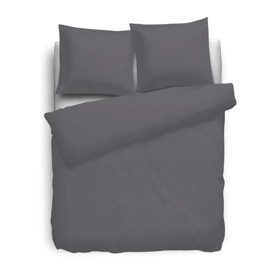 Eleganzzz Dekbedovertrek Flanel Uni - antraciet 200x200/220cm| New