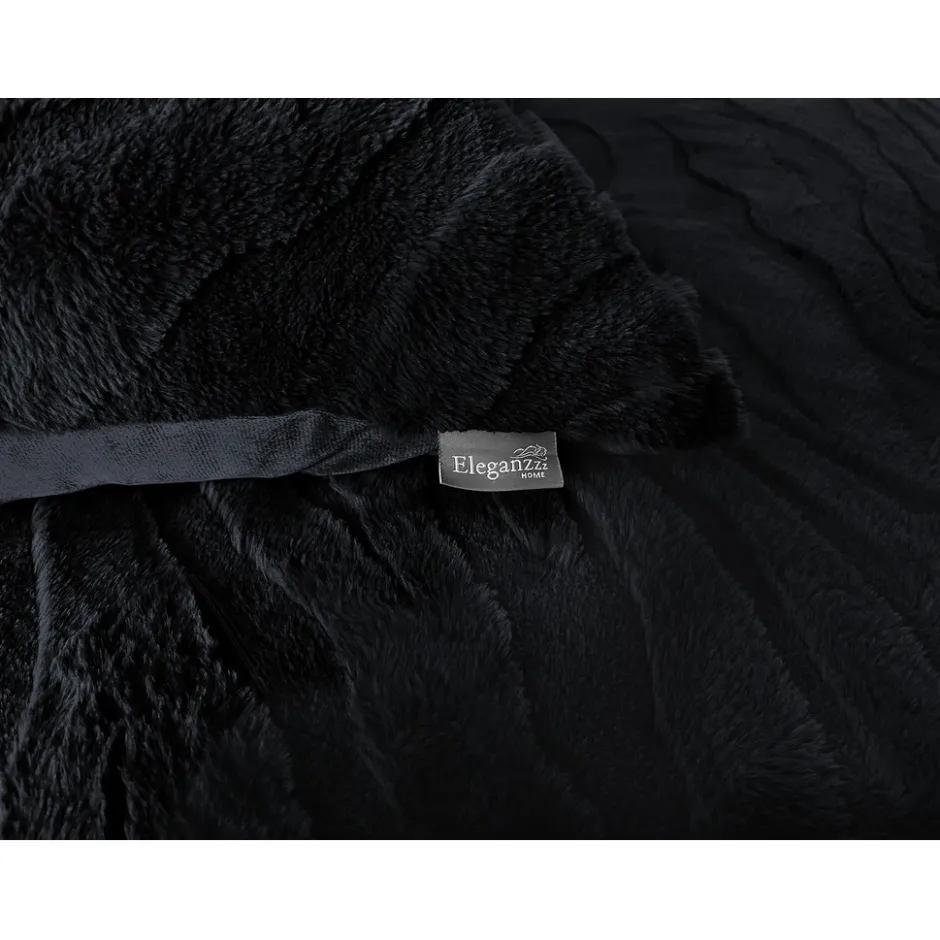 Eleganzzz Dekbedovertrek Jacquard Rabbit Fur - black 240x200/220cm| Online