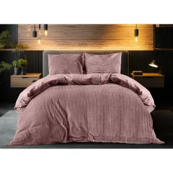 Eleganzzz Dekbedovertrek Teddy Rib Fleece - old rose 240x200/220cm< Slapen