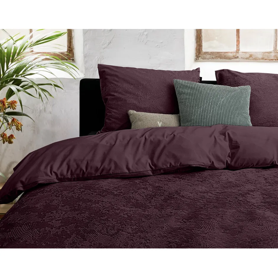 Eleganzzz Dekbedovertrek 3D Embossed Velvet Wave - bordeaux 200x200/220cm| Sale