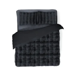 Eleganzzz Dekbedovertrek Bubble Pom Pom Rabbit Fur - dark grey 240x200/220cm| Clearance