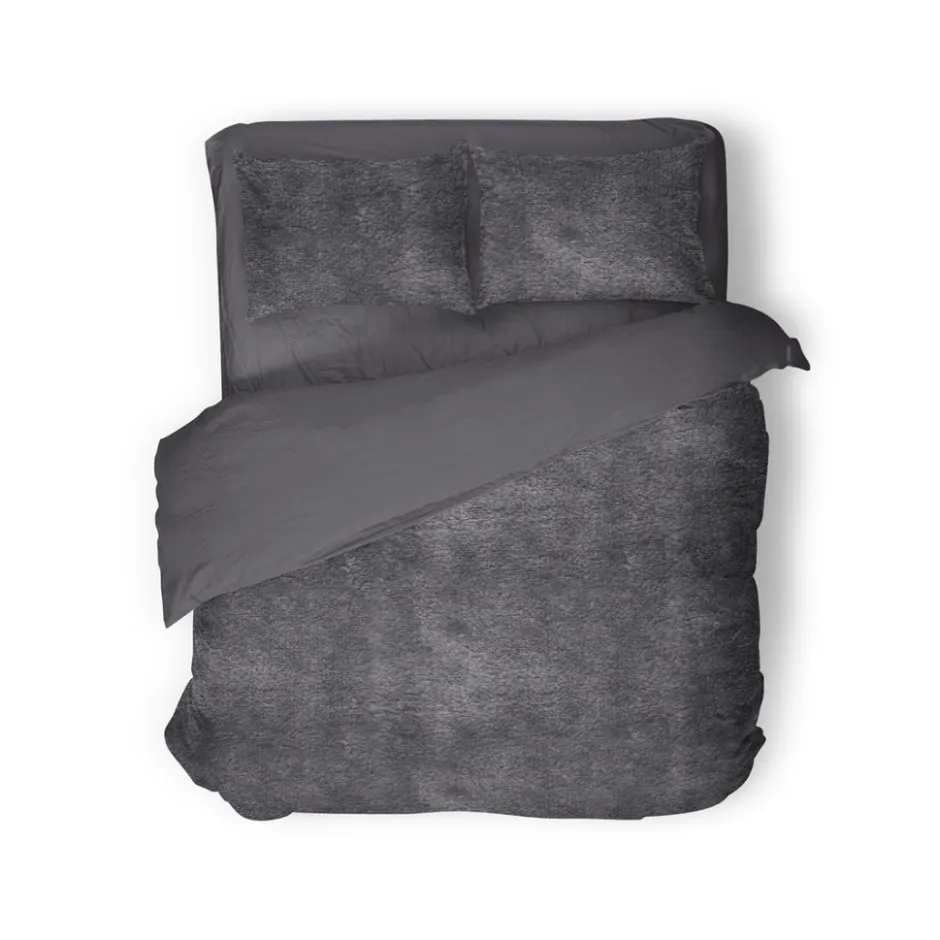 Eleganzzz Dekbedovertrek Flanel Fleece - dark grey 240x200/220cm| Sale