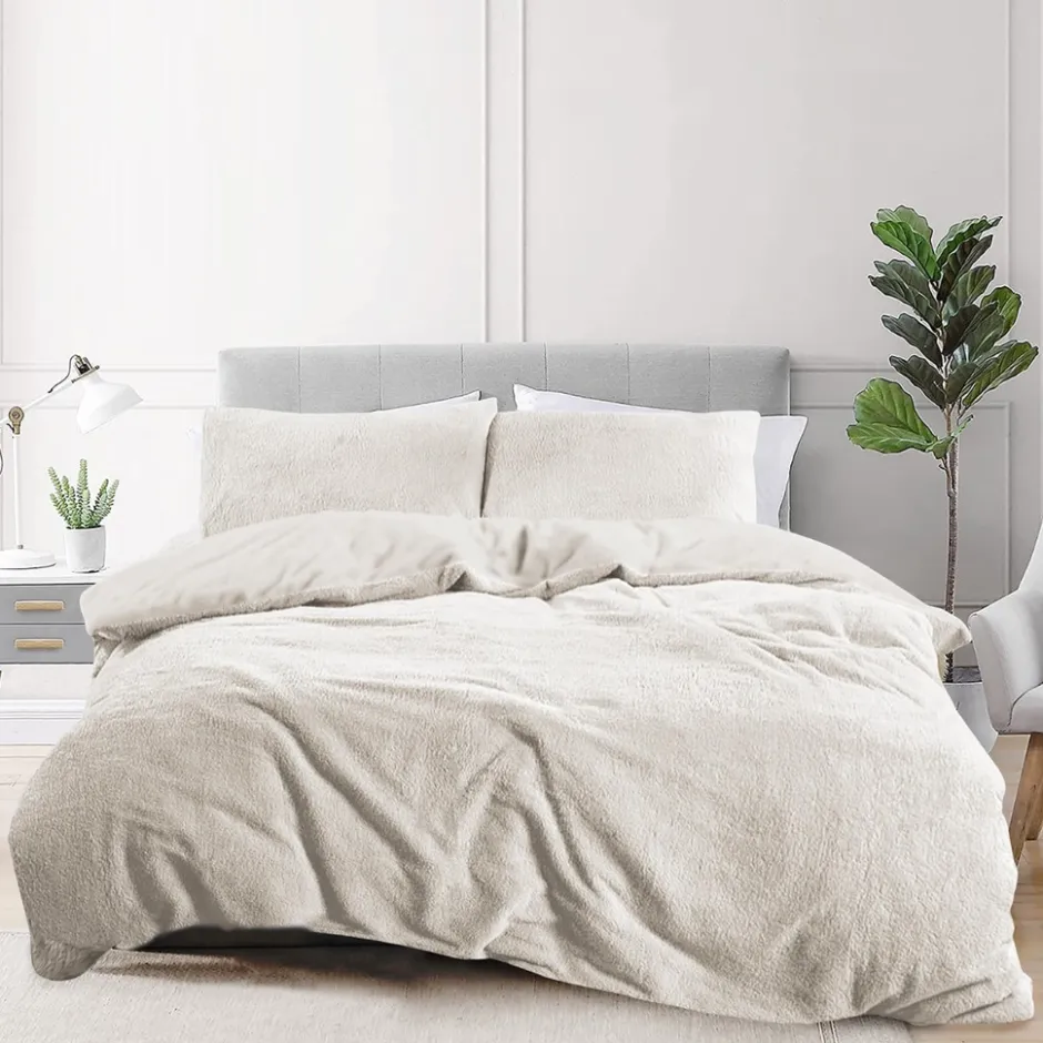 Eleganzzz Dekbedovertrek Teddy Pluche - off white 140x200/220cm| Outlet
