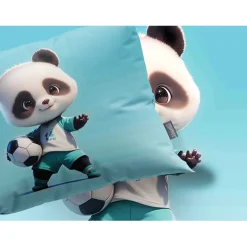 Eleganzzz Kinder Dekbedovertrek Micropercal Panda Power - blue 140x220/240cm| Best
