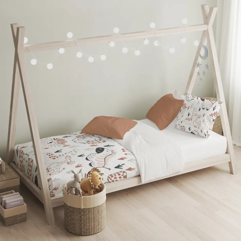 Eleganzzz Kinder Dekbedovertrek Micropercal Animal Crackers - white 140x220/240cm< Slapen