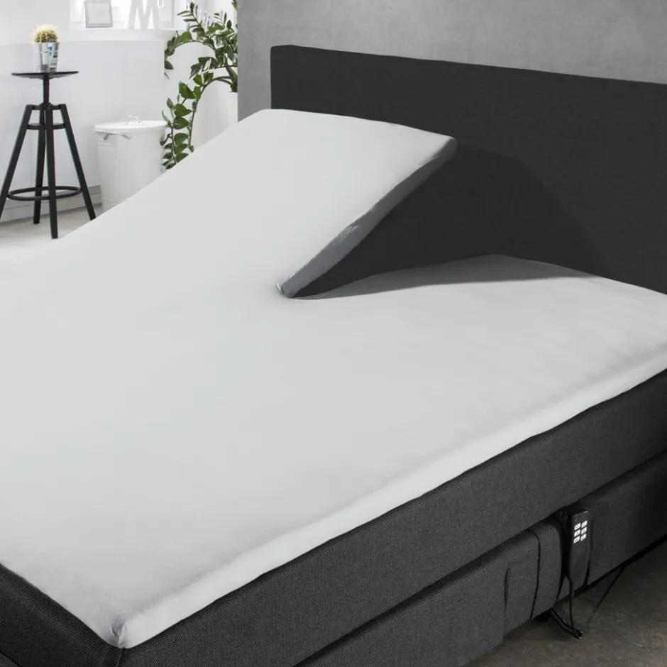Eleganzzz Splittopper Hoeslaken Perkal Katoen - licht grijs 180x210/220cm| Clearance