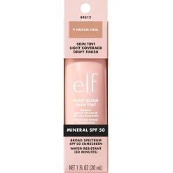 ELF e.l.f. Halo Glow SPF50 9 Medium Cool Skin Tint< Foundation