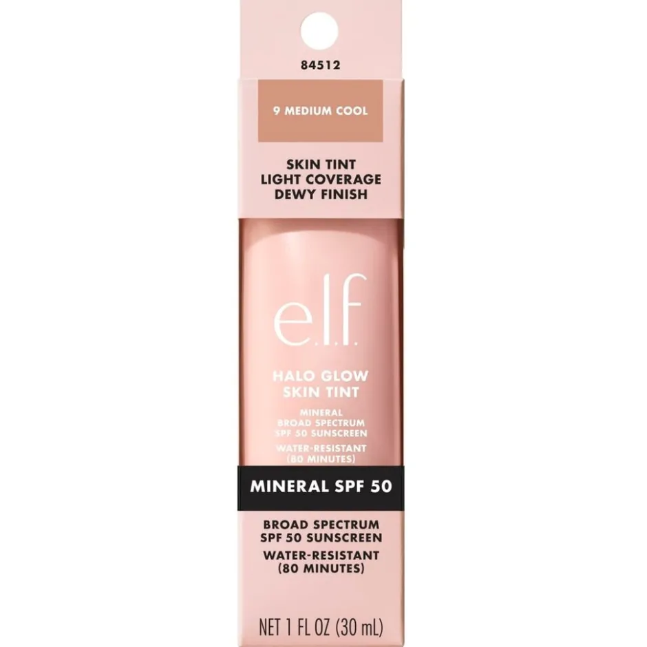 ELF e.l.f. Halo Glow SPF50 9 Medium Cool Skin Tint< Foundation