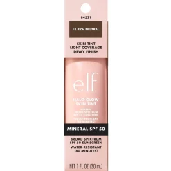 e.l.f. Halo Glow SPF50 18 Rich Neutral Skin Tint|ELF Hot