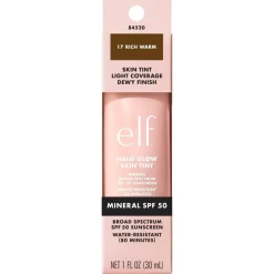 ELF e.l.f. Halo Glow SPF50 17 Rich Warm Skin Tint< Foundation
