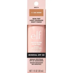ELF e.l.f. Halo Glow SPF50 11 Tan Warm Skin Tint< Foundation