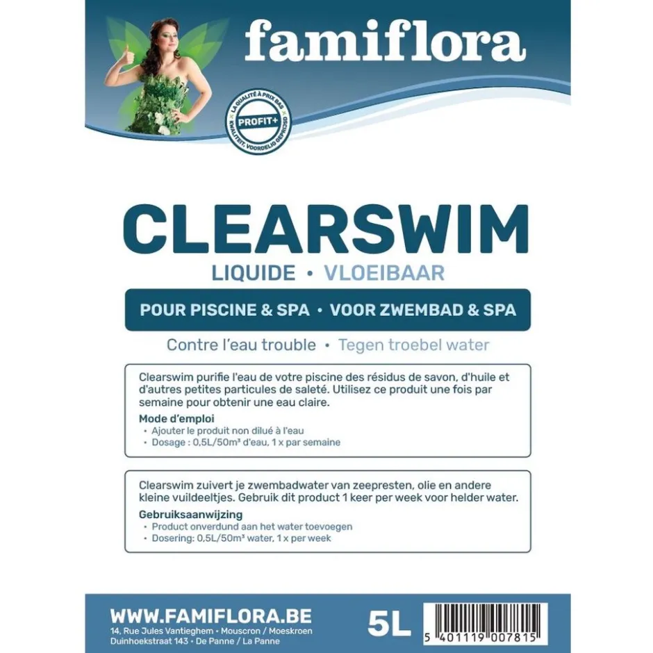 Famiflora Clearswim vloeibaar 10L tegen troebel water< Zwembaden En Accessoires