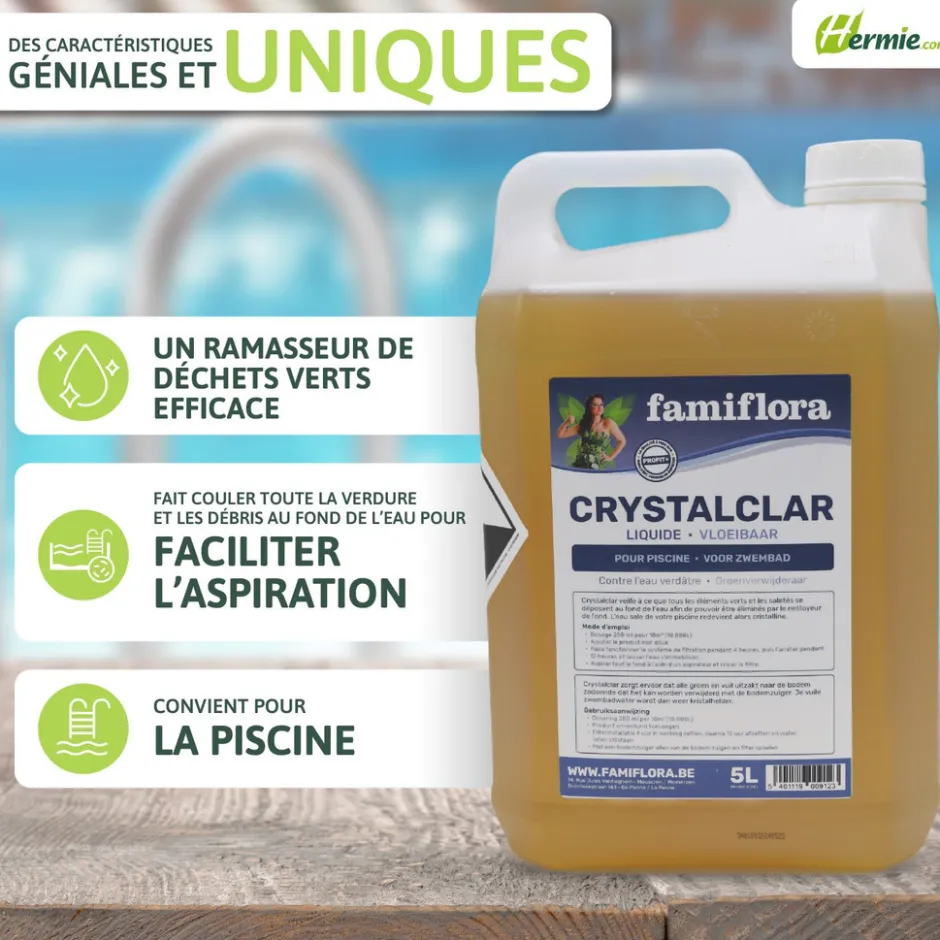 Famiflora Crystalclar vloeibaar 5L groenverwijderaar< Zwembaden En Accessoires