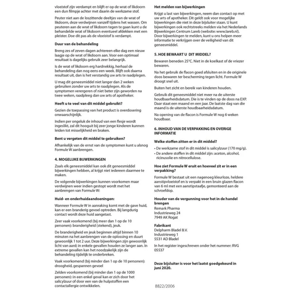 Formule W Wrattentinctuur< Huidbehandeling