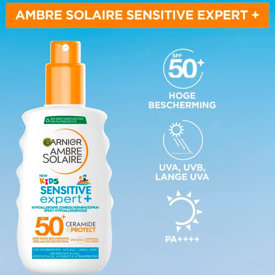 Kids Sensitive Expert+ SPF50+ Hypoallergene Zonnebrandspray|Garnier Ambre Solaire Discount