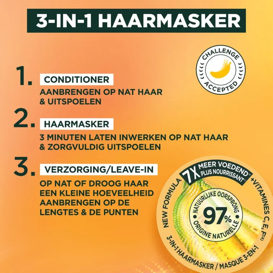 Fructis Garnier Nourishing Banana Hair Food 3-in-1 Haarmasker< Haarmasker