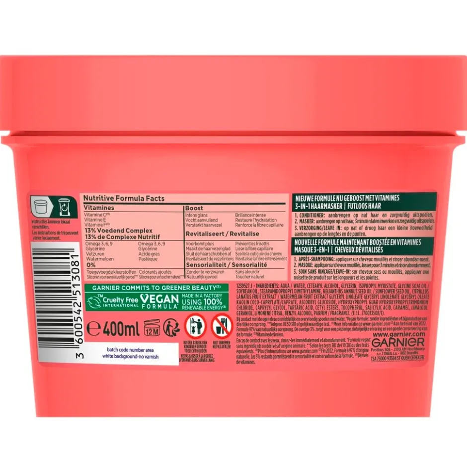Fructis Garnier Watermelon Hair Food 3-in-1 Haarmasker< Haarmasker