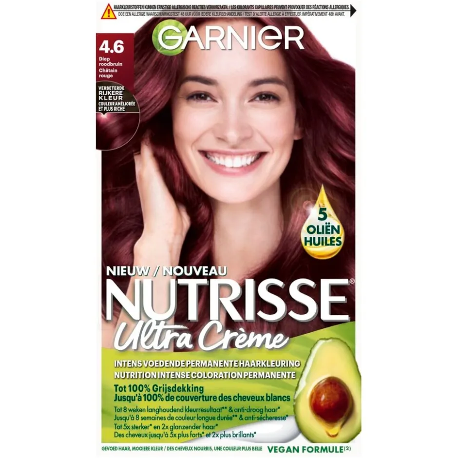Nutrisse Garnier Ultra Crème 4.6 Diep Rood Middenbruin Permanente Haarkleuring< Haarverf