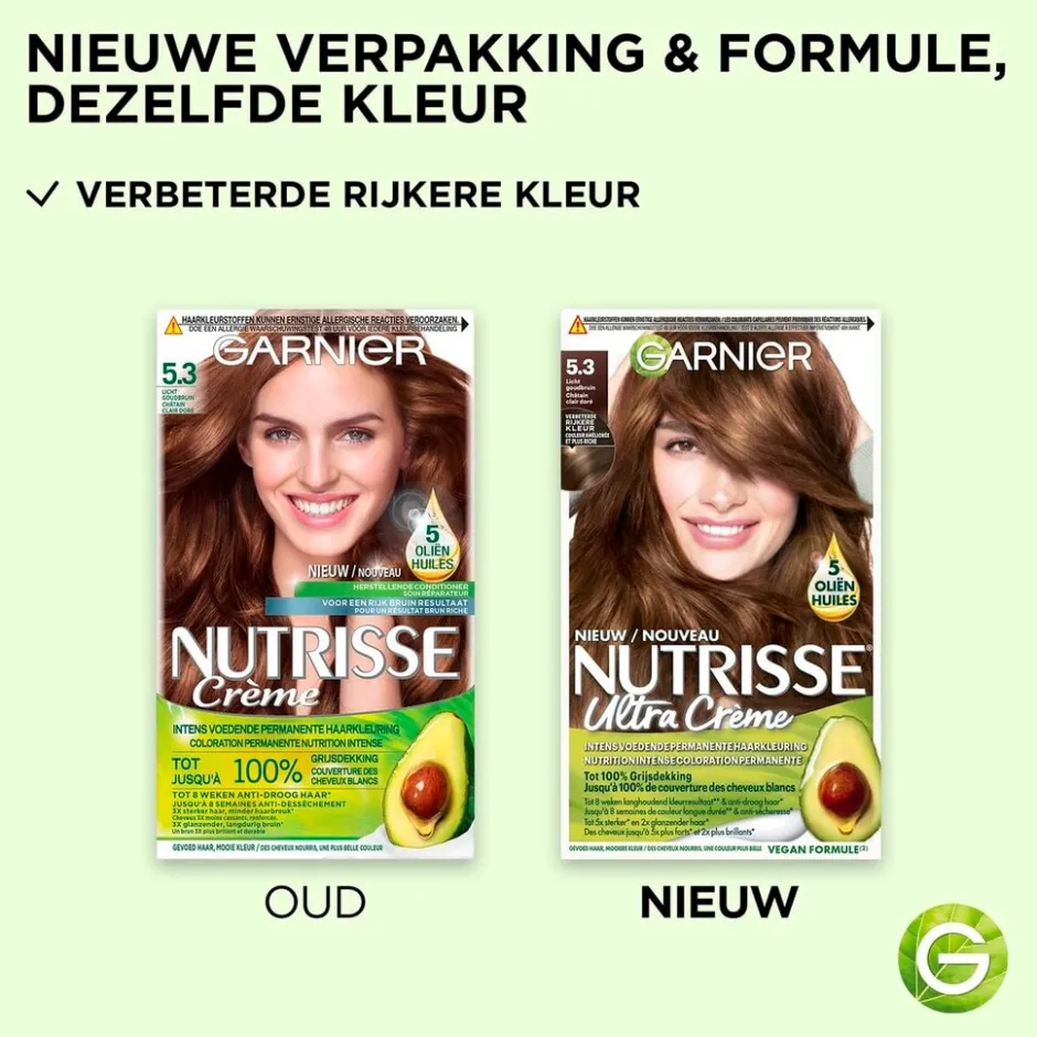 Nutrisse Garnier Ultra Crème 5.3 Licht Goudbruin Permanente Haarkleuring< Haarverf