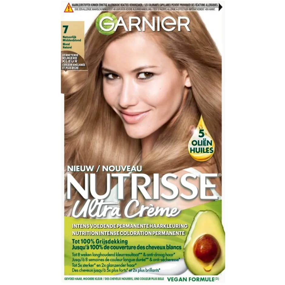 Garnier Ultra Crème 7 Natuurlijk Blond Intens Voedende Permanente Haarkleuring|Nutrisse New