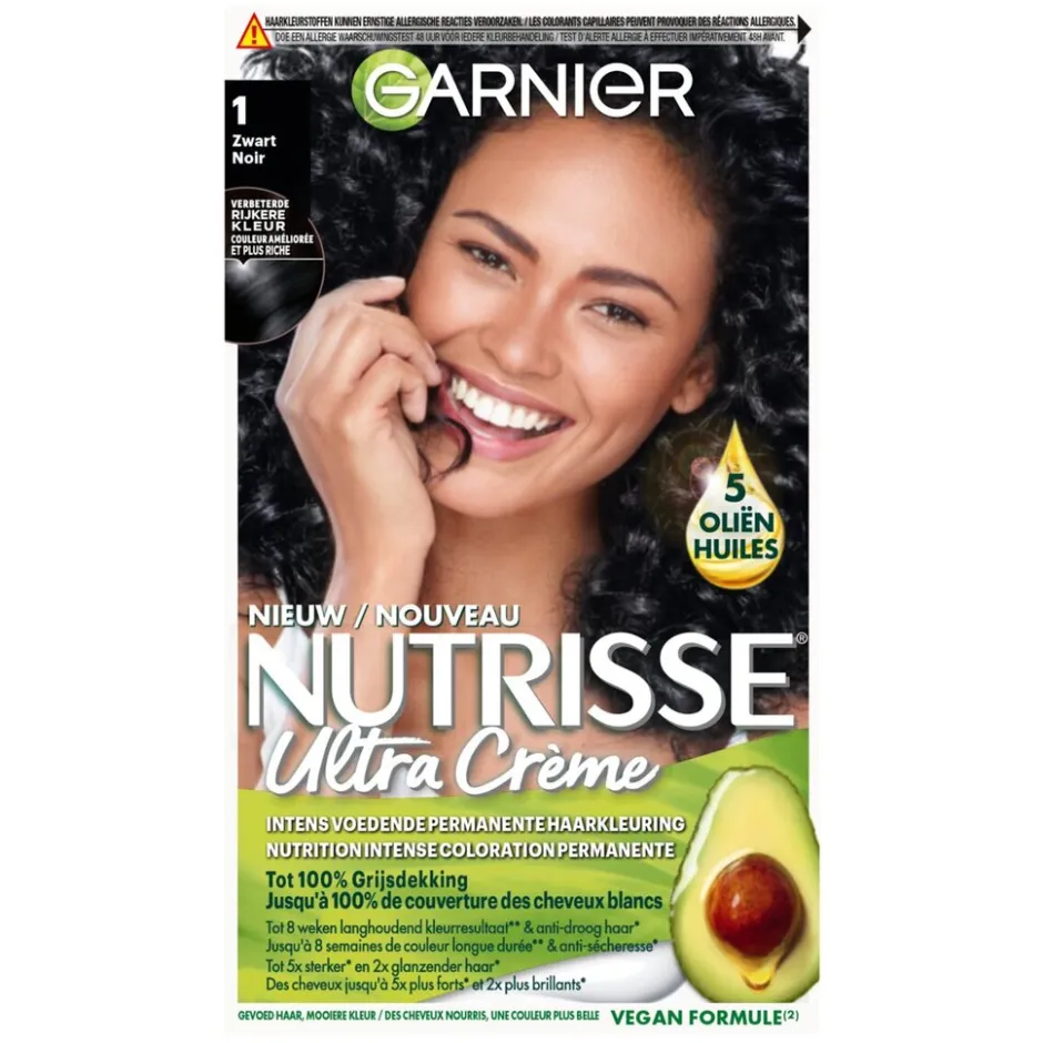Nutrisse Garnier Ultra Crème 1 Zwart Permanente Haarkleuring< Haarverf