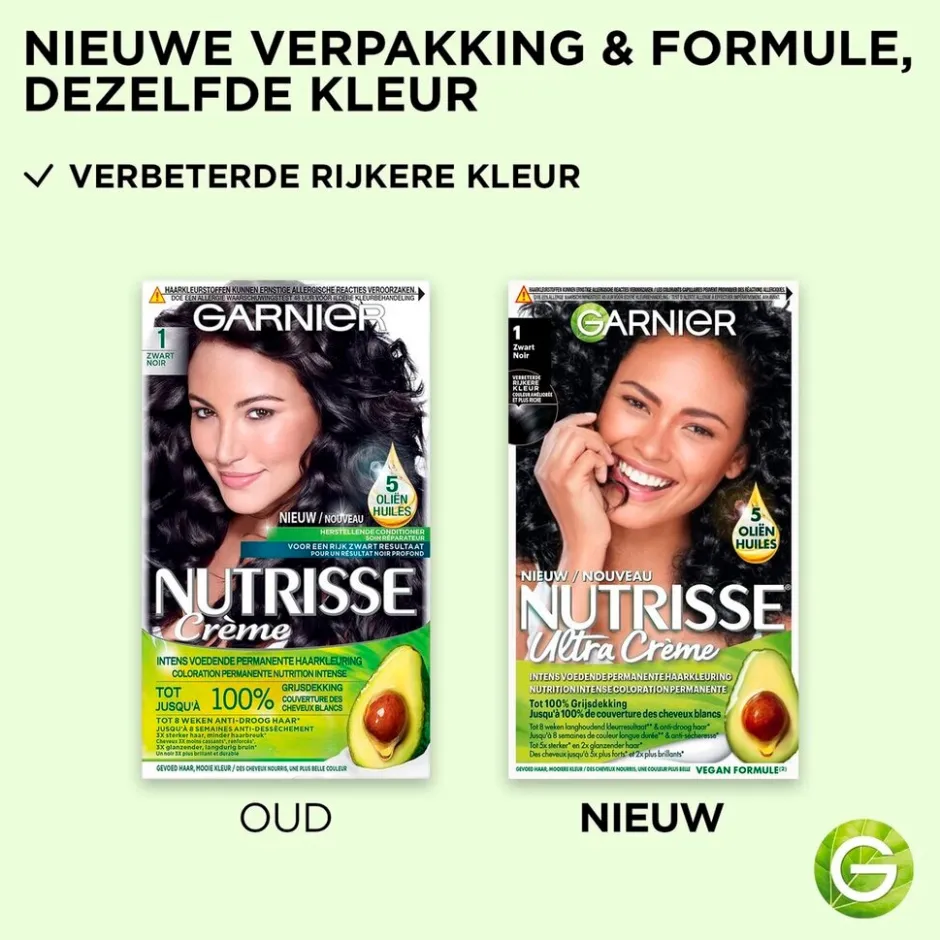 Nutrisse Garnier Ultra Crème 1 Zwart Permanente Haarkleuring< Haarverf