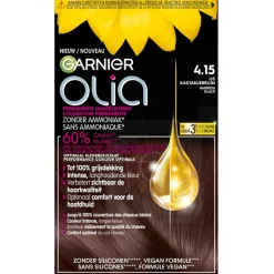 Garnier 4.15 IJs Kastanje Middenbruin Permanente Haarkleuring|Olia