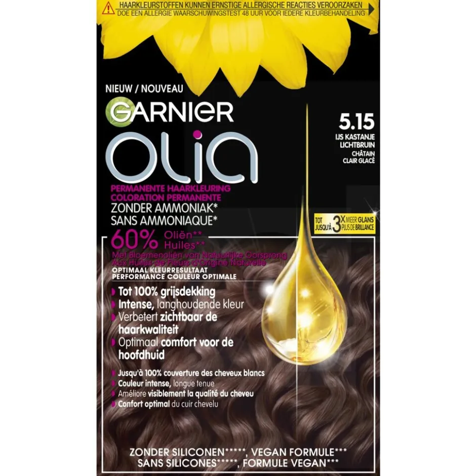 Olia Garnier 5.15 Ijs Kastanje Lichtbruin Permanente Haarkleuring< Haarverf