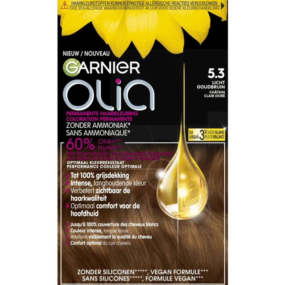 Olia Garnier 5.3 Licht Goudbruin Permanente Haarkleuring< Haarverf