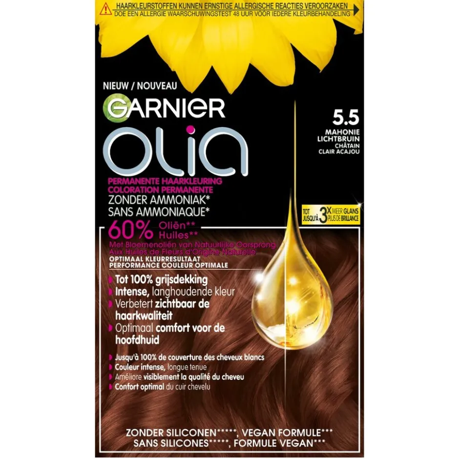 Garnier 5.5 Mahonie Lichtbruin Permanente Haarkleuring|Olia Best