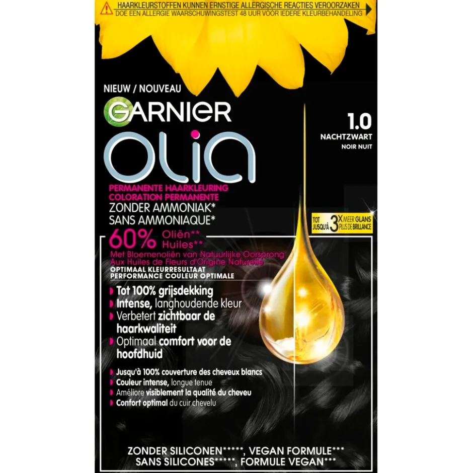 Olia Garnier 1.0 Zwart Permanente Haarkleuring< Haarverf