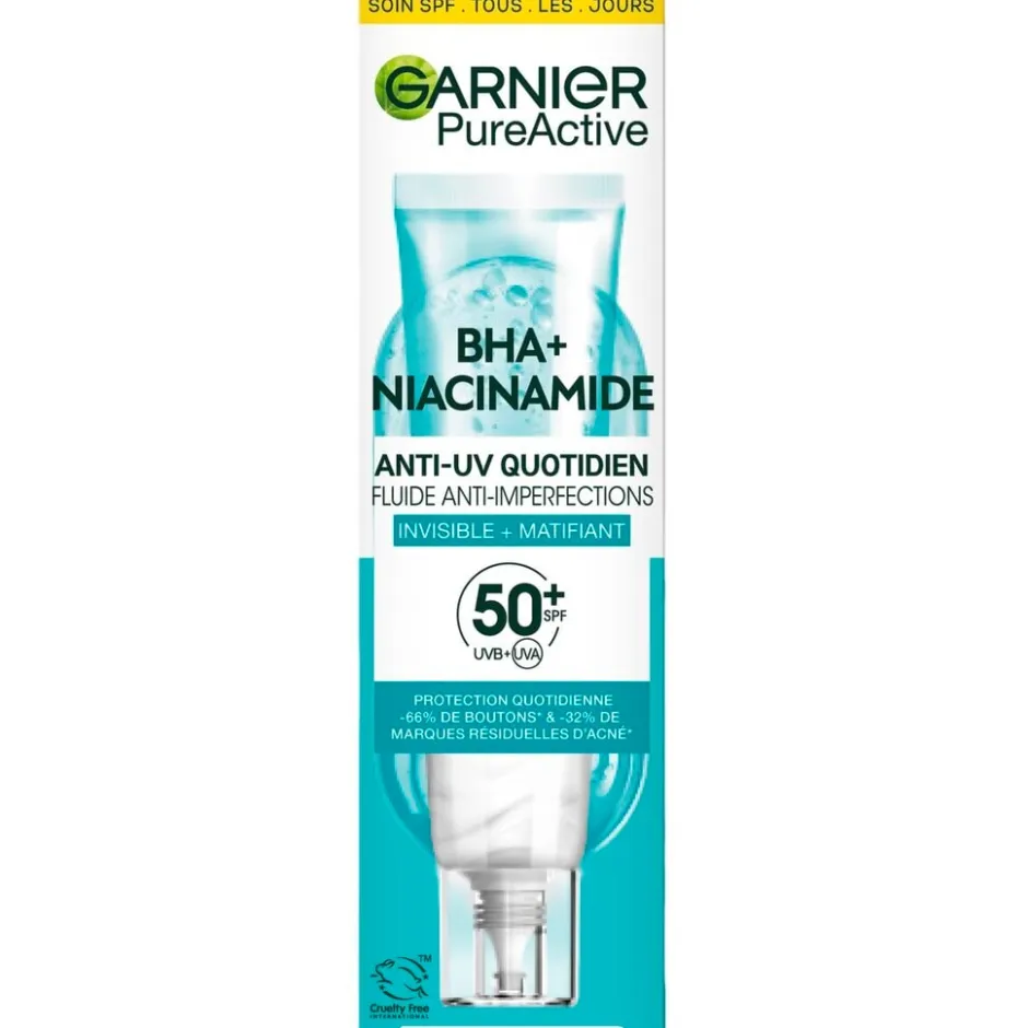 Garnier Skin Naturals Garnier PureActive BHA+ Niacinamide SPF50+ Anti-Imperfections Fluid< Dagcreme