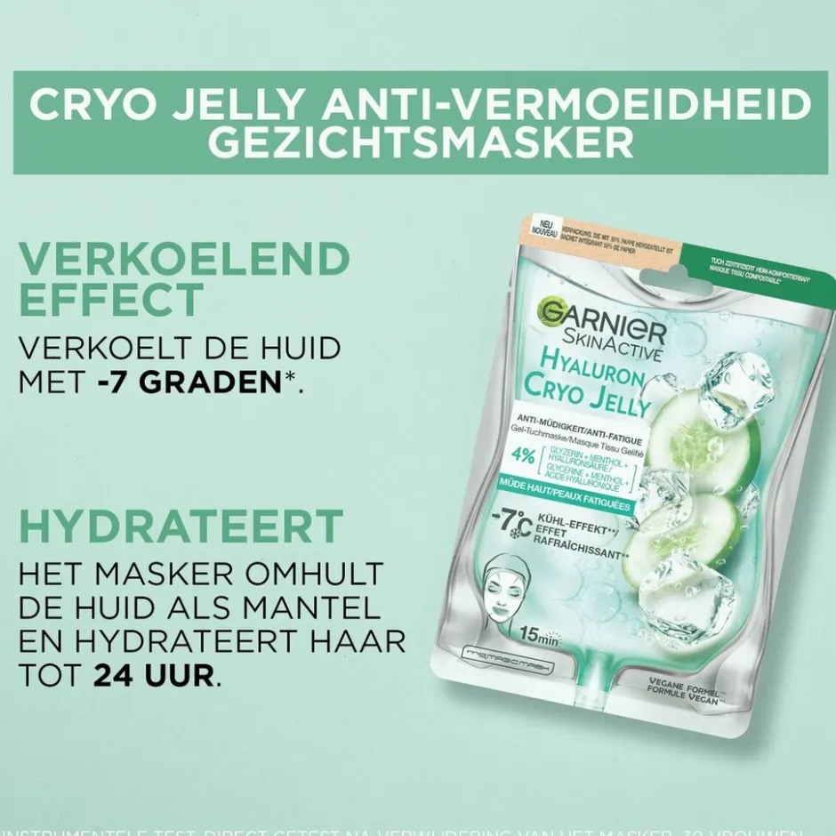 Garnier Skin Naturals Garnier SkinActive Cryo Jelly Anti-Vermoeidheid Gezichtsmasker met Hyaluronzuur< Gezichtsmaskers