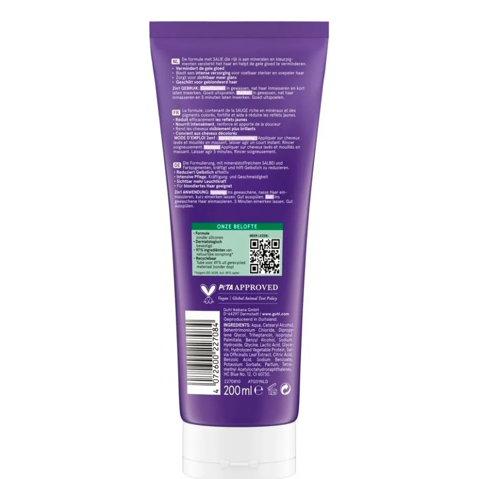 Guhl Zilverglans & Verzorging Anti-Geel 2-in-1 Masker en Conditioner< Haarmasker