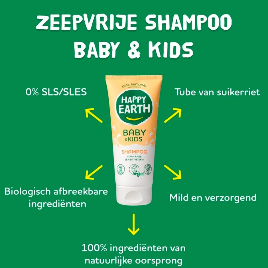 Happy Earth Baby & Kids 100% Natural Shampoo< Baby Haarverzorging