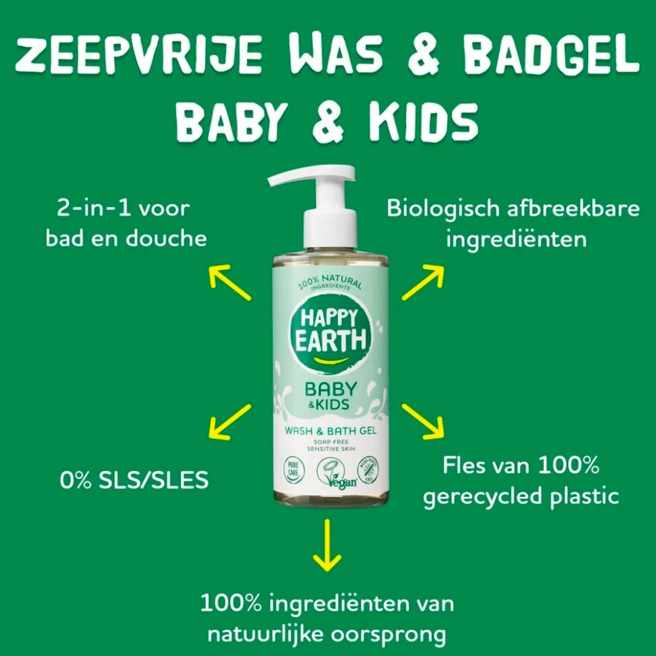 Baby & Kids 100% Natural Wash & Bath Gel|Happy Earth Clearance